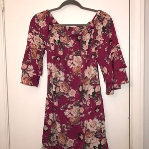 Pink Ruffle Dress with Flowers